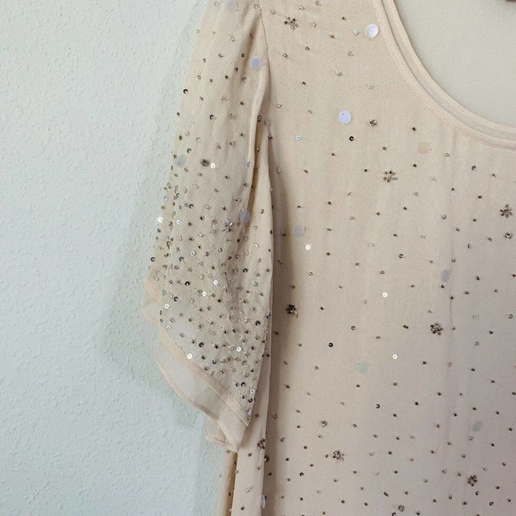 AS by DF Soft Pink Sequin Double Layer Sheer Blouse - Picture 2 of 5